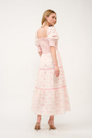 Pink Floral Smocked Maxi Dress I ABED7675 I SHIP 03/31/25