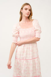 Pink Floral Smocked Maxi Dress I ABED7675 I SHIP 03/31/25