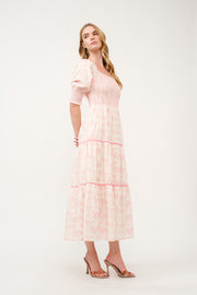 Pink Floral Smocked Maxi Dress I ABED7675 I SHIP 03/31/25