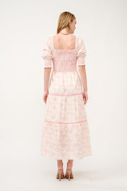Pink Floral Smocked Maxi Dress I ABED7675 I SHIP 03/31/25