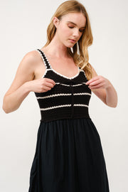 Crochet Bodice Midi Dress  I ABED7676 I SHIP 03/31/25