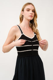 Crochet Bodice Midi Dress  I ABED7676 I SHIP 03/31/25