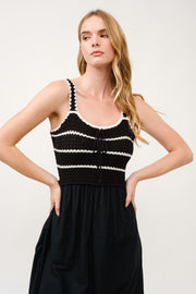 Crochet Bodice Midi Dress  I ABED7676 I SHIP 03/31/25