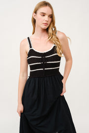 Crochet Bodice Midi Dress  I ABED7676 I SHIP 03/31/25