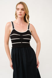 Crochet Bodice Midi Dress  I ABED7676 I SHIP 03/31/25