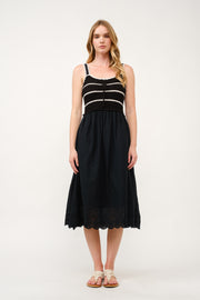 Crochet Bodice Midi Dress  I ABED7676 I SHIP 03/31/25