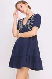 Floral Embroidery Mini Dress | ABED7677