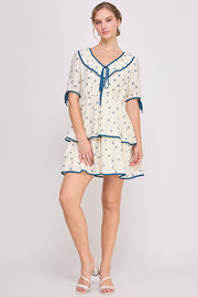 Bow Printed Mini Dress | ABED7681