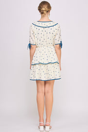 Bow Printed Mini Dress | ABED7681