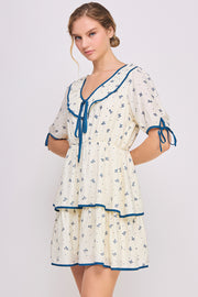 Bow Printed Mini Dress | ABED7681