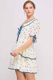 Bow Printed Mini Dress | ABED7681