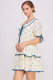 Bow Printed Mini Dress | ABED7681