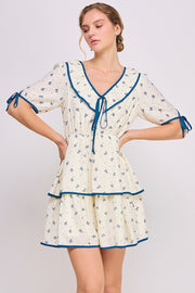 Bow Printed Mini Dress | ABED7681