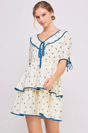 Bow Printed Mini Dress | ABED7681