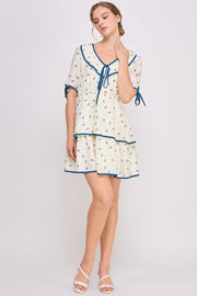 Bow Printed Mini Dress | ABED7681