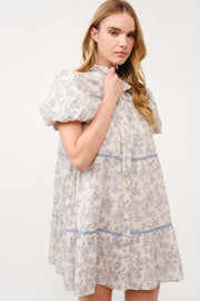 Floral Print Puff Sleeve Shirt Dress I ABED7682 I SHIP 03/31/25