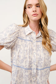 Floral Print Puff Sleeve Shirt Dress I ABED7682 I SHIP 03/31/25