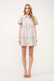 Floral Print Puff Sleeve Shirt Dress I ABED7682 I SHIP 03/31/25