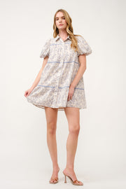 Floral Print Puff Sleeve Shirt Dress I ABED7682 I SHIP 03/31/25