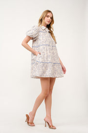 Floral Print Puff Sleeve Shirt Dress I ABED7682 I SHIP 03/31/25