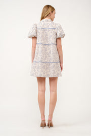 Floral Print Puff Sleeve Shirt Dress I ABED7682 I SHIP 03/31/25