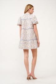 Floral Print Puff Sleeve Shirt Dress I ABED7682 I SHIP 03/31/25