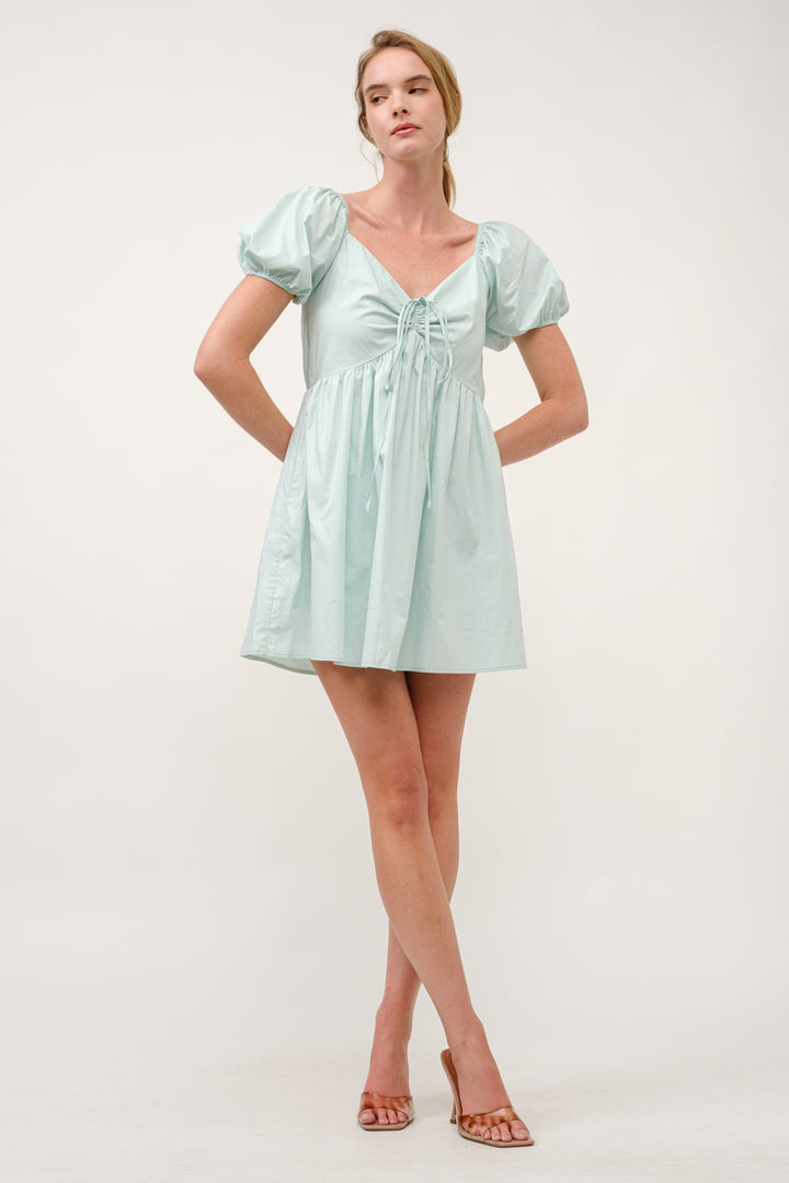 Poplin Babydoll Mini Dress I ABED7686 BLUE  I SHIP 03/31/25
