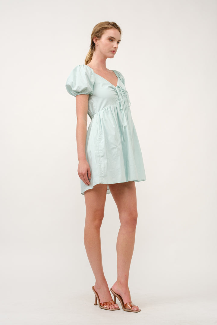 Poplin Babydoll Mini Dress I ABED7686 BLUE  I SHIP 03/31/25