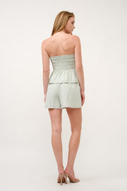 Strapless Green Striped Top & Shorts Set I ABED7688