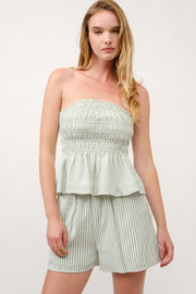 Strapless Green Striped Top & Shorts Set I ABED7688
