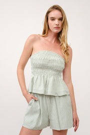 Strapless Green Striped Top & Shorts Set I ABED7688