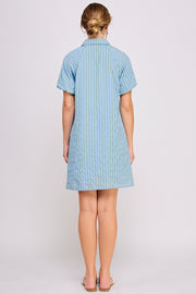 Striped Button Down Mini Dress | ABED7690 LILAC