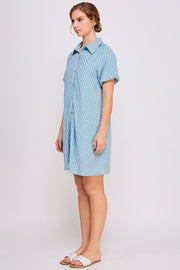 Striped Button Down Mini Dress | ABED7690 LILAC
