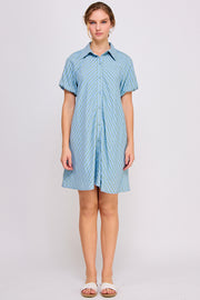 Striped Button Down Mini Dress | ABED7690 LILAC