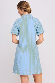 Striped Button Down Mini Dress | ABED7690 LILAC