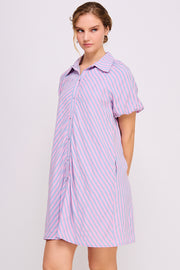 Striped Button Down Mini Dress | ABED7690 LILAC