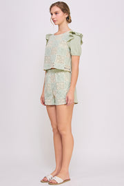 Woven Crochet Crop Top & Short SET | ABED7691 Orange | SHIP 03/31/25