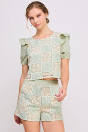 Woven Crochet Crop Top & Short SET | ABED7691 Orange | SHIP 03/31/25