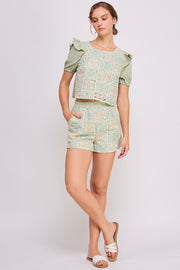 Woven Crochet Crop Top & Short SET | ABED7691 Orange | SHIP 03/31/25