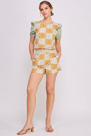 Woven Crochet Crop Top & Short SET | ABED7691 Orange | SHIP 03/31/25