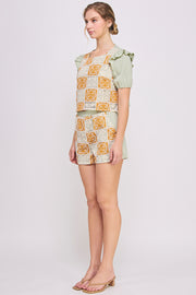 Woven Crochet Crop Top & Short SET | ABED7691 Orange | SHIP 03/31/25