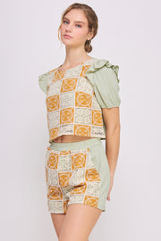 Woven Crochet Crop Top & Short SET | ABED7691 Orange | SHIP 03/31/25