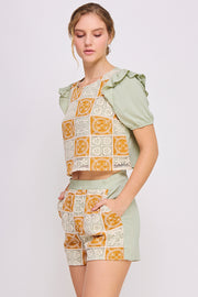 Woven Crochet Crop Top & Short SET | ABED7691 Orange | SHIP 03/31/25