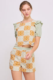 Woven Crochet Crop Top & Short SET | ABED7691 Orange | SHIP 03/31/25