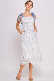 Tie Strap Tiered Maxi Dress | ABED7693 Blue | SHIP 03/31/25