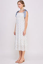 Tie Strap Tiered Maxi Dress | ABED7693 Blue | SHIP 03/31/25