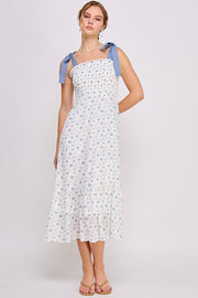 Tie Strap Tiered Maxi Dress | ABED7693 Blue | SHIP 03/31/25