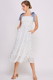 Tie Strap Tiered Maxi Dress | ABED7693 Blue | SHIP 03/31/25
