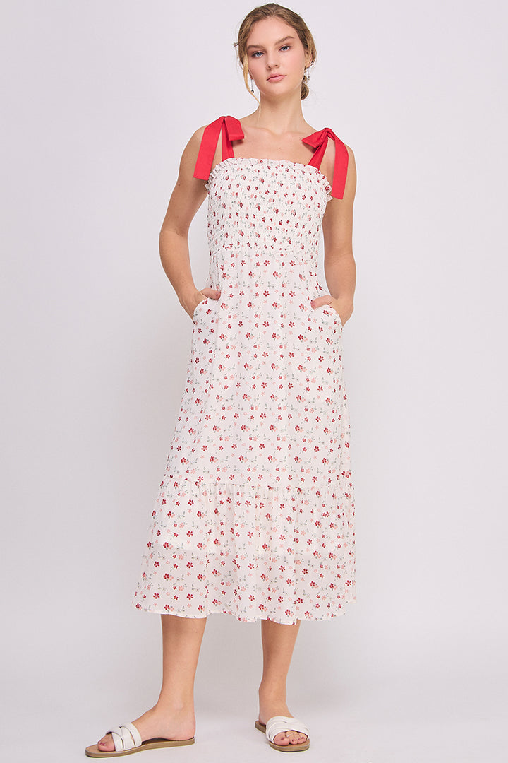 Tie Strap Tiered Maxi Dress | ABED7693 Red | SHIP 03/19/25