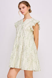 Floral Print Mini Dress | ABED7695 Green